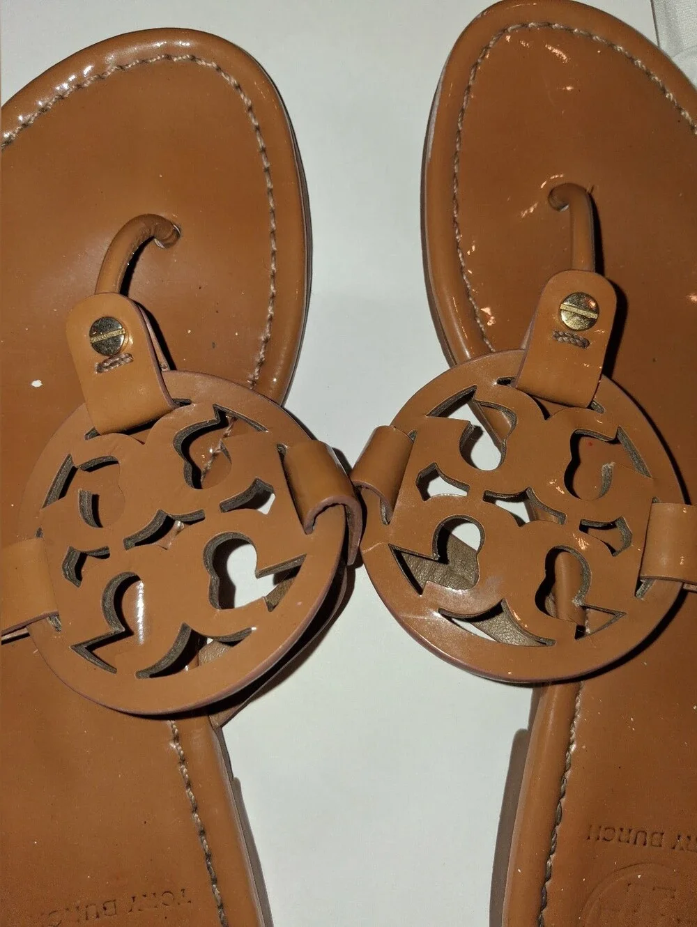 Tory Burch Tan Leather Miller Thong Sandals - Picture 2 of 4